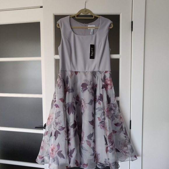 Joseph Ribkroff grey and floral party dress - Picture 3 of 5